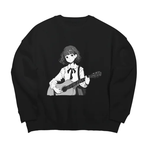 ギターを弾く女の子 Big Crew Neck Sweatshirt