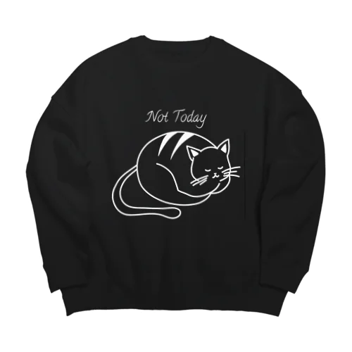 Not Today 猫のシルエットシリーズ from 9CATS Big Crew Neck Sweatshirt