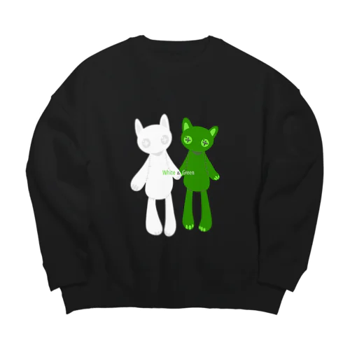 推しペアCATDOLL（White＆green） Big Crew Neck Sweatshirt