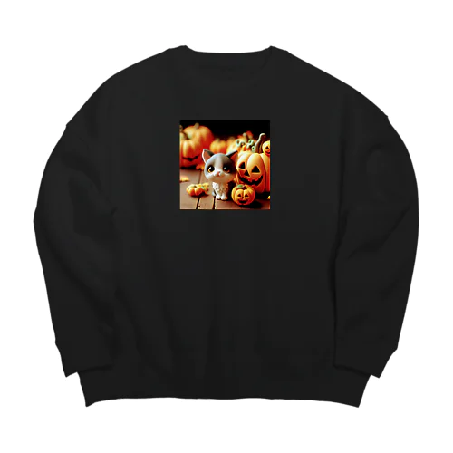 ハロウィン🎃にゃんこ Big Crew Neck Sweatshirt