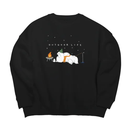 アウトドアライフを満喫する白くま(冬) Big Crew Neck Sweatshirt