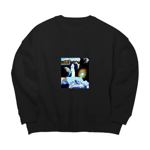 青　白　黒 Big Crew Neck Sweatshirt