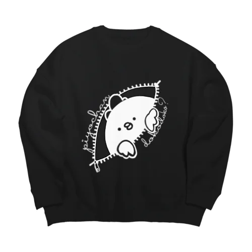 モノクロ　ぴよちゃんどこどこ？ Big Crew Neck Sweatshirt