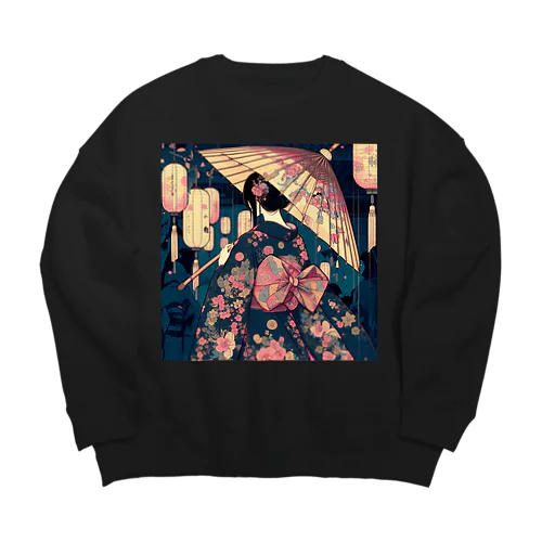 浴衣女子 Big Crew Neck Sweatshirt