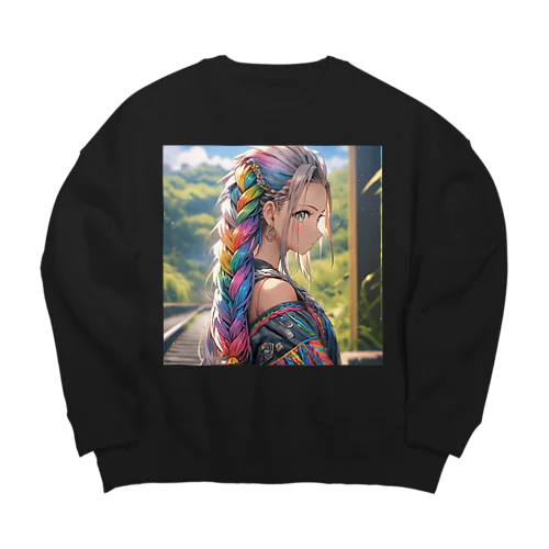 レインボウ娘 Big Crew Neck Sweatshirt