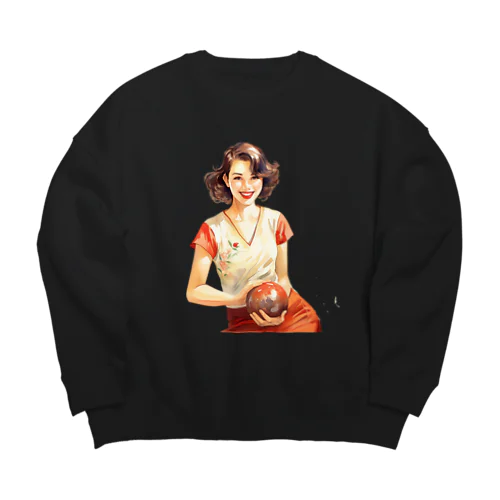 日本人女性ボーリング Big Crew Neck Sweatshirt