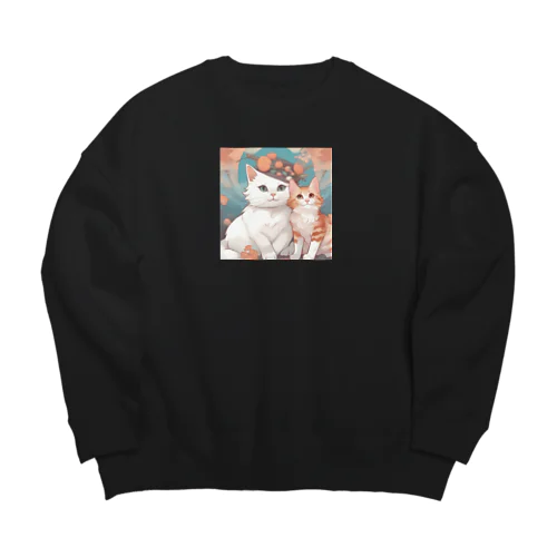 二匹の猫 Big Crew Neck Sweatshirt