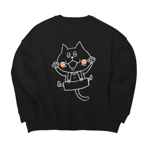 猫のボン太グッズ（白線） Big Crew Neck Sweatshirt