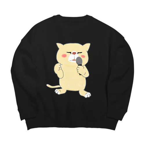 歌うネコ(帽子無) Big Crew Neck Sweatshirt