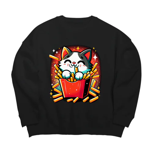 ポテトを食べる猫 Big Crew Neck Sweatshirt