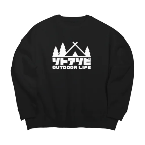 ソトアソビ アウトドアライフ テントデザイン ホワイト Big Crew Neck Sweatshirt