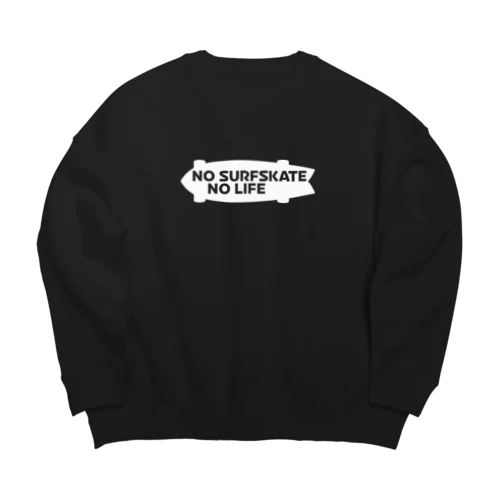 ノーサーフスケートノーライフ サーフスケートシルエットデザイン ホワイト Big Crew Neck Sweatshirt