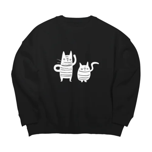 くろねこずホワイト Big Crew Neck Sweatshirt