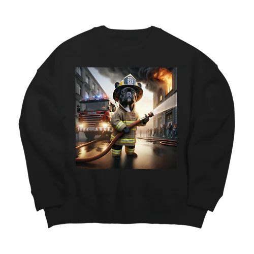 Braveheart Firefighter Frenchie Big Crew Neck Sweatshirt