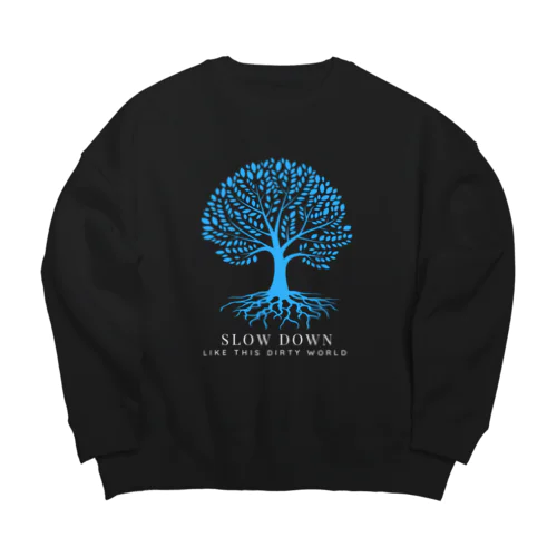 SLOWDoWN skyblue tree wear Big Crew Neck Sweatshirt