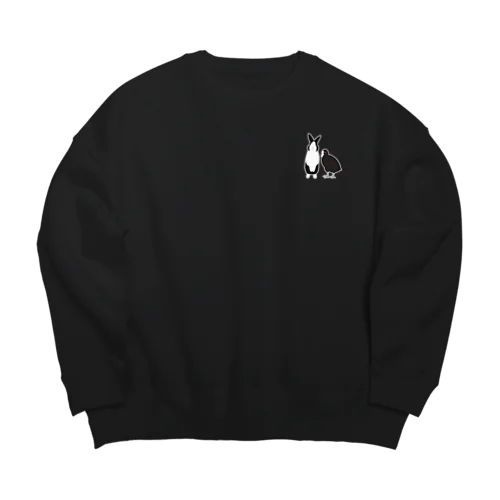 ダッチうさぎ(立)とオオバン Big Crew Neck Sweatshirt