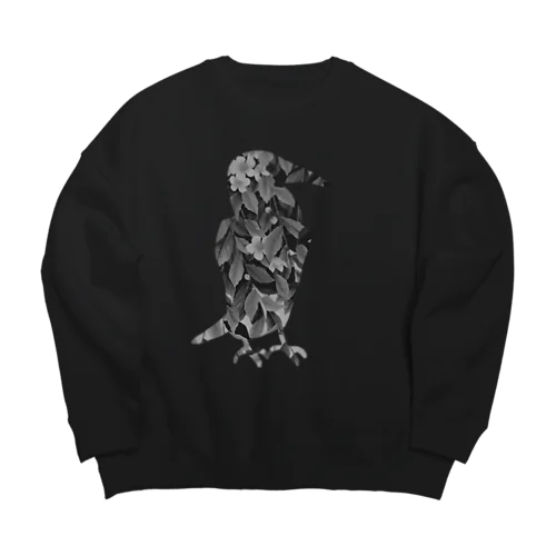 灰色の葉と烏 Big Crew Neck Sweatshirt