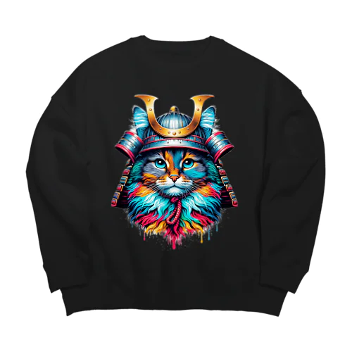 猫武者 参上！ Big Crew Neck Sweatshirt