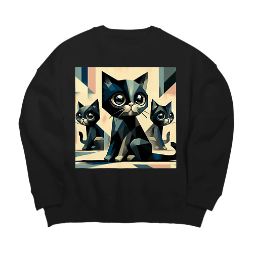 黒猫　キュビズム01 Big Crew Neck Sweatshirt