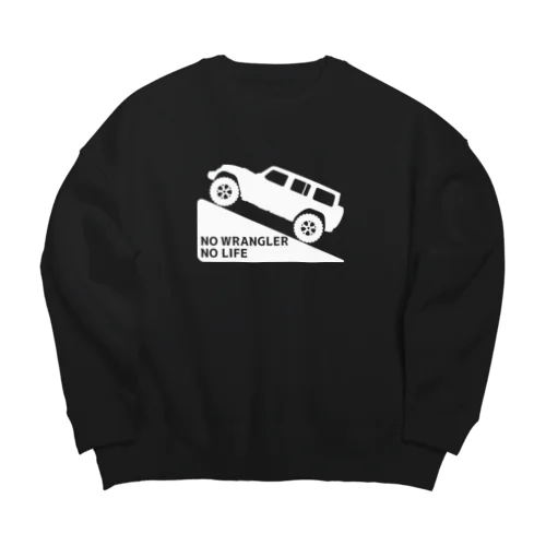 ノーラングラーノーライフ 登坂デザイン ジープ ホワイト Big Crew Neck Sweatshirt