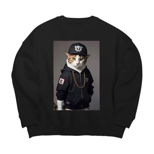 ヒップホップ猫 Big Crew Neck Sweatshirt