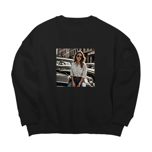 Western Girl 04 Big Crew Neck Sweatshirt