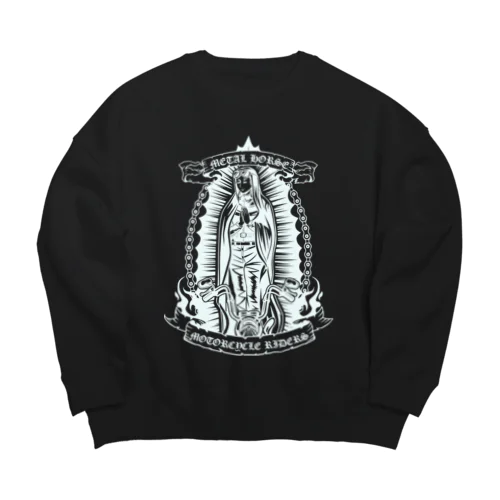 METAL HORSE バイカーマリア ホワイト Big Crew Neck Sweatshirt