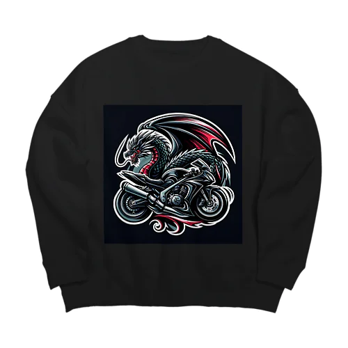 ドラゴンとバイクの融合: 力とスピードの象徴 Big Crew Neck Sweatshirt