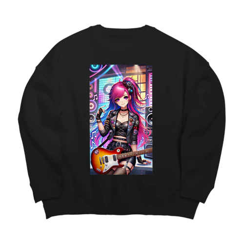 ロック好きな女の子 Big Crew Neck Sweatshirt