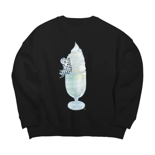 白いパフェと白いトラちゃん Big Crew Neck Sweatshirt