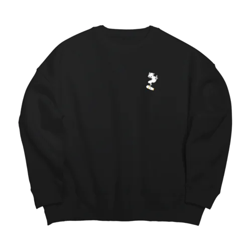  スケボー猫 Big Crew Neck Sweatshirt
