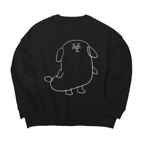 もじゃまる茫然　白 Big Crew Neck Sweatshirt