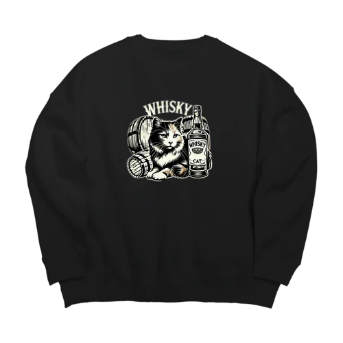 WILD WHISKY CAT No.2 Big Crew Neck Sweatshirt