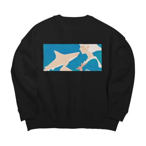 彼女はサメが好き eye Trimming Big Crew Neck Sweatshirt