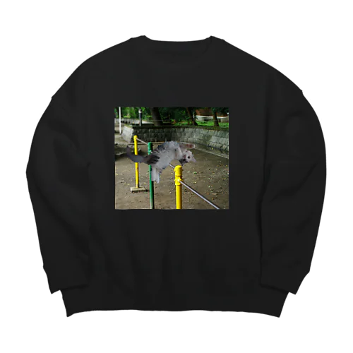 鉄棒で背面跳びするねこ Big Crew Neck Sweatshirt