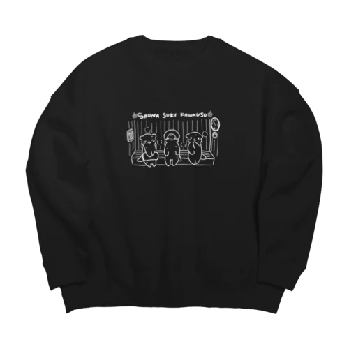 サウナ好きのカワウソ黒地に白バージョン Big Crew Neck Sweatshirt