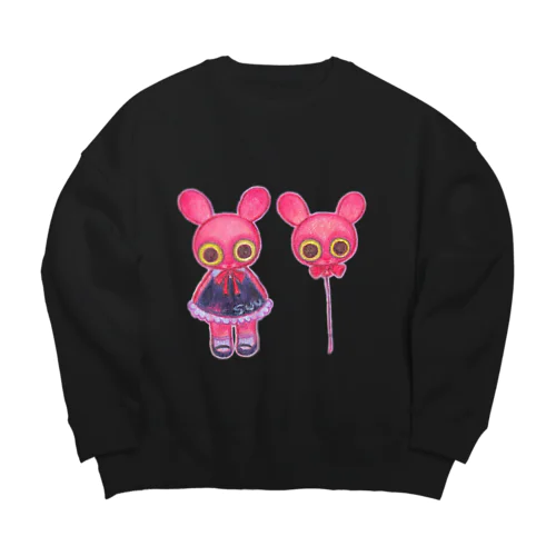 うさぎのべべと風船（でかいver） Big Crew Neck Sweatshirt