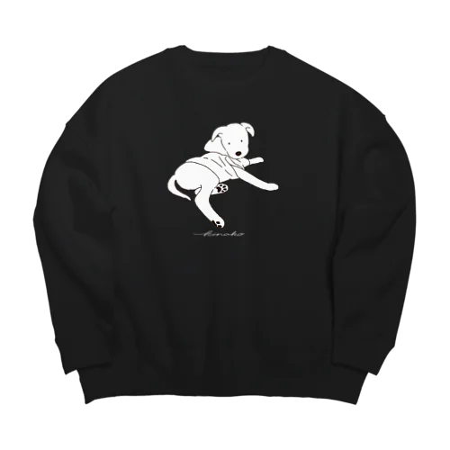 こいぬ　白地 Big Crew Neck Sweatshirt