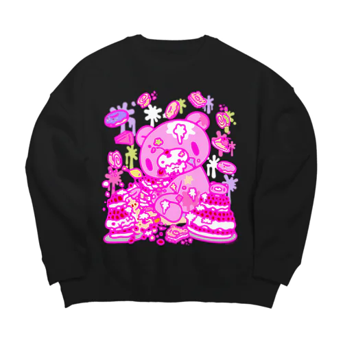 【各10点限定】いたずらぐまのグル〜ミ〜(8/special2/pink×blackback) Big Crew Neck Sweatshirt