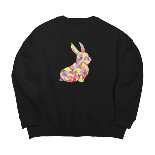 カラフルなウサギ Big Crew Neck Sweatshirt