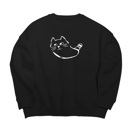 飼い主よ、何か用か？　モノクロ白 Big Crew Neck Sweatshirt