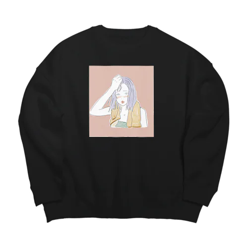 風呂上り顔がほてるがーる Big Crew Neck Sweatshirt