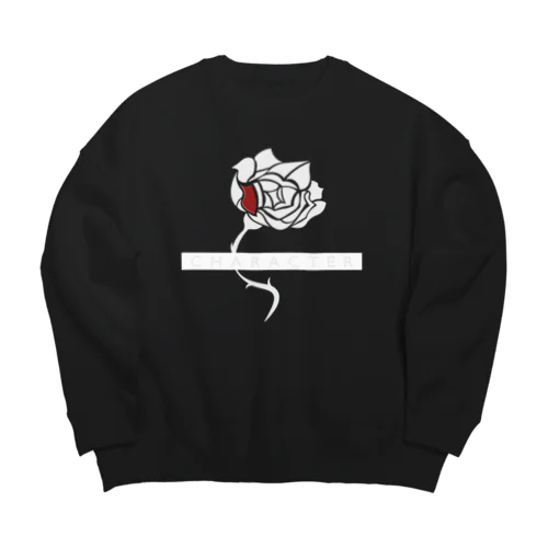 シンプルに薔薇。白ver. Big Crew Neck Sweatshirt