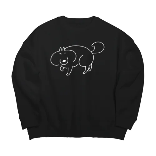 いぬまゆげの散歩 ホワイト Big Crew Neck Sweatshirt