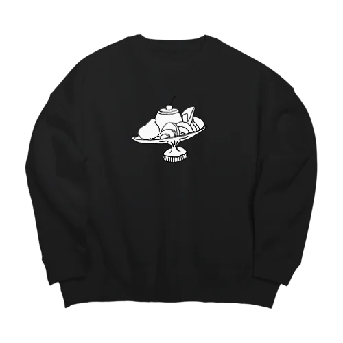 プリン・ア・ラ・モード　モノクロ Big Crew Neck Sweatshirt