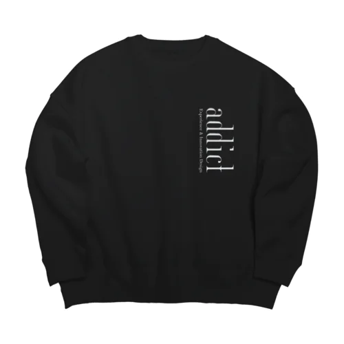 addict｜白ロゴ縦 Big Crew Neck Sweatshirt