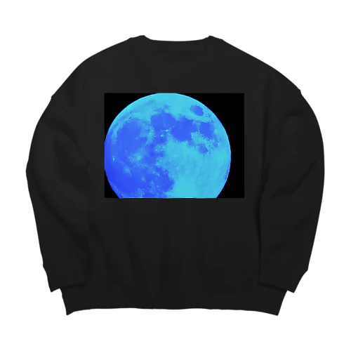 満月 Blue Big Crew Neck Sweatshirt