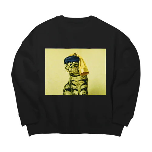 真珠の耳飾りの猫 Big Crew Neck Sweatshirt