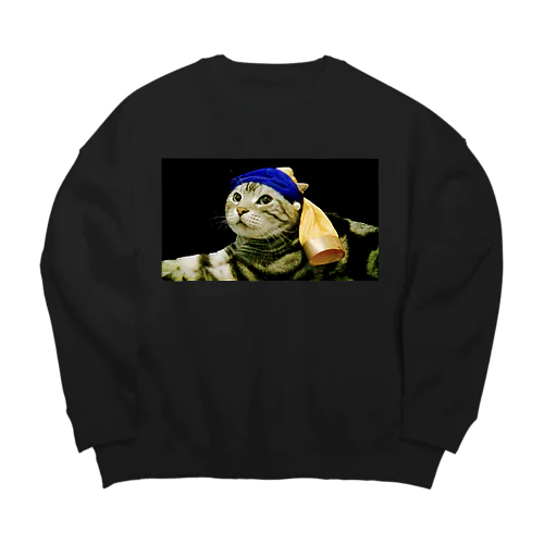 真珠の耳飾りの猫２ Big Crew Neck Sweatshirt