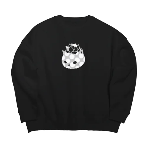 ぶちエケネコ（グレー） Big Crew Neck Sweatshirt